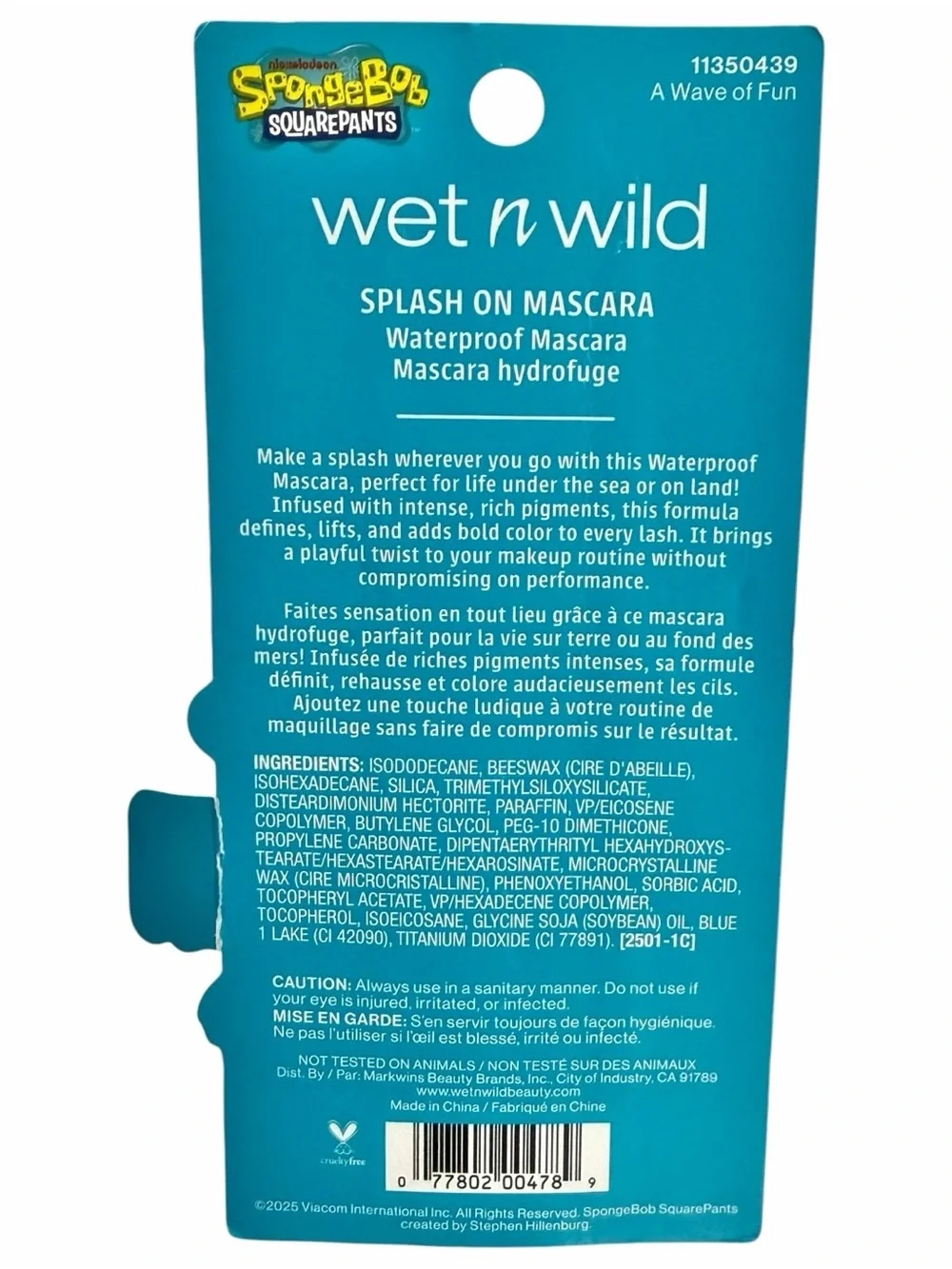 Wet N Wild SpongeBob Splash on Waterproof Mascara ~ A Wave of Fun ~ New in Box